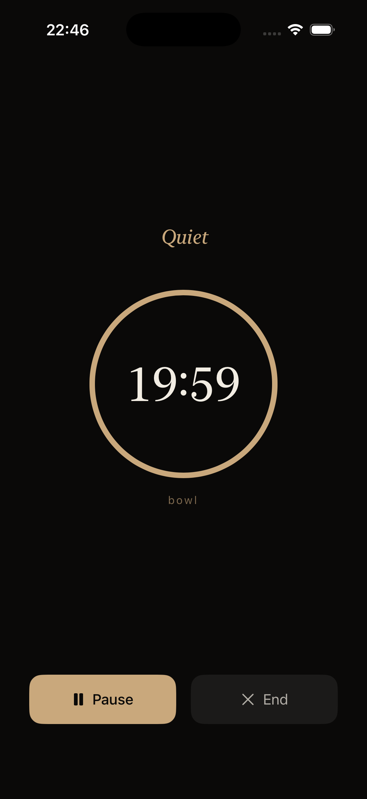 Quiet — StandBy mode with running timer